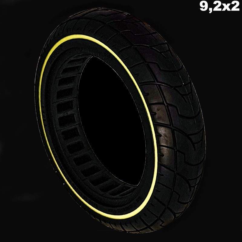 Pneu sólido 9,2 x 2 polegadas (roda sólida muito leve)  - 4 
Instale pneus sólidos de 9 polegadas - sem mais furos.
Se você pref