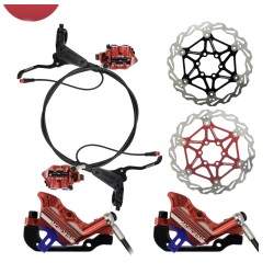 Kit complet de frână hidraulică Monorim EB01 cu 4 pistoane - pârghii, etriere, cablu și disc de frână Monorim - 1 Kit complet de